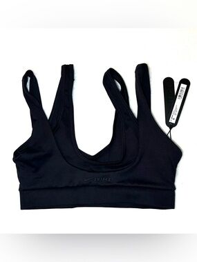 New NIKE SKIMS Double Strap Scoop Sports Bra Black Obsidian Matte XS Workout Top